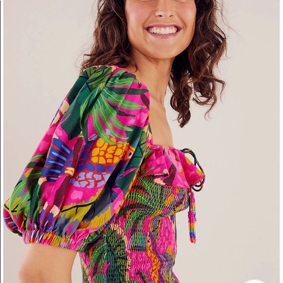 Farm Rio Pink Painted Toucans Dress. Size XS. Never been worn, tags attached. - Picture 3 of 3